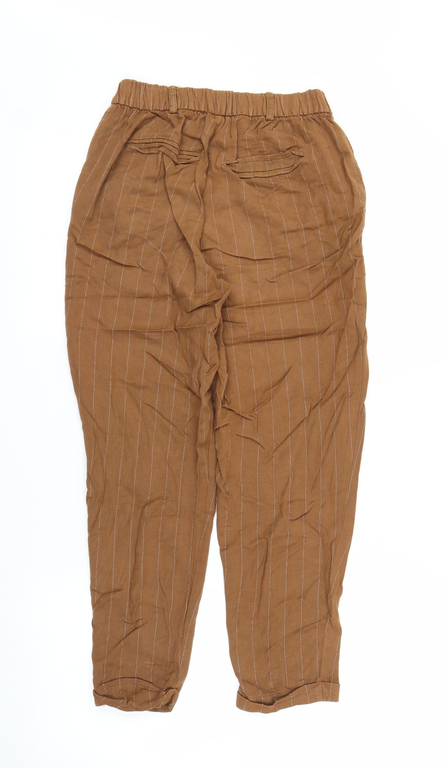 Pull and Bear Womens Brown Striped  Bloomer Trousers Size S L23 in