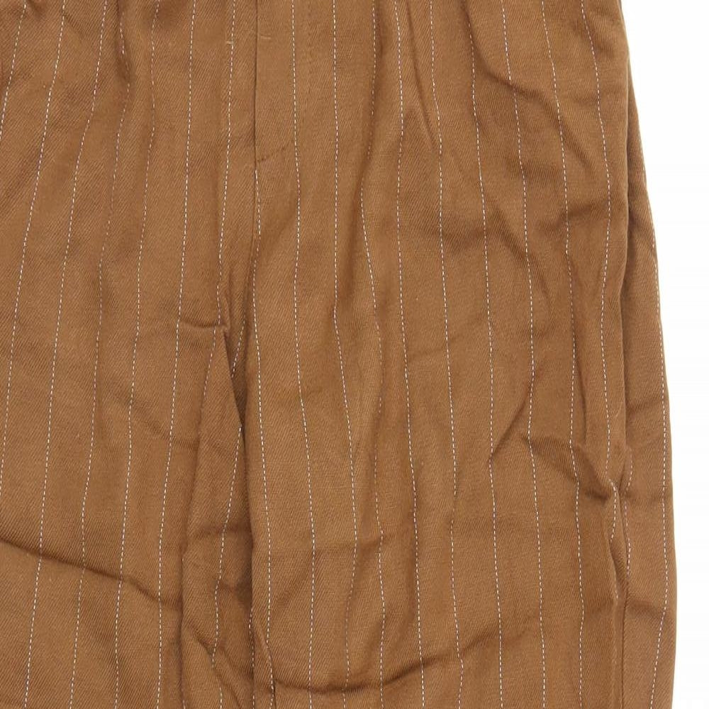 Pull and Bear Womens Brown Striped  Bloomer Trousers Size S L23 in