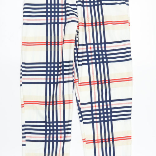 Preworn Womens White Plaid  Capri Trousers Size S L24 in