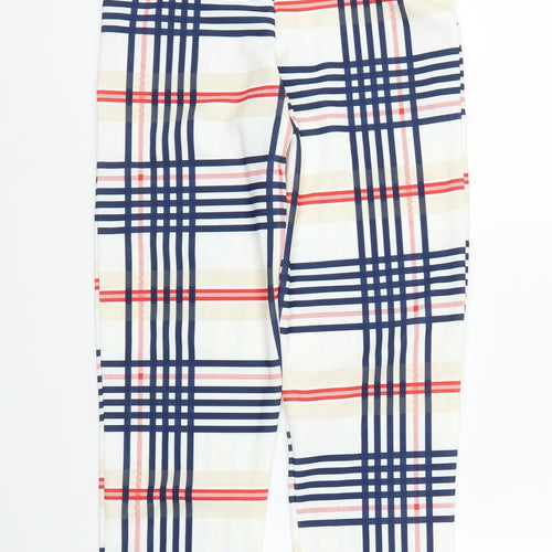 Preworn Womens White Plaid  Capri Trousers Size S L24 in