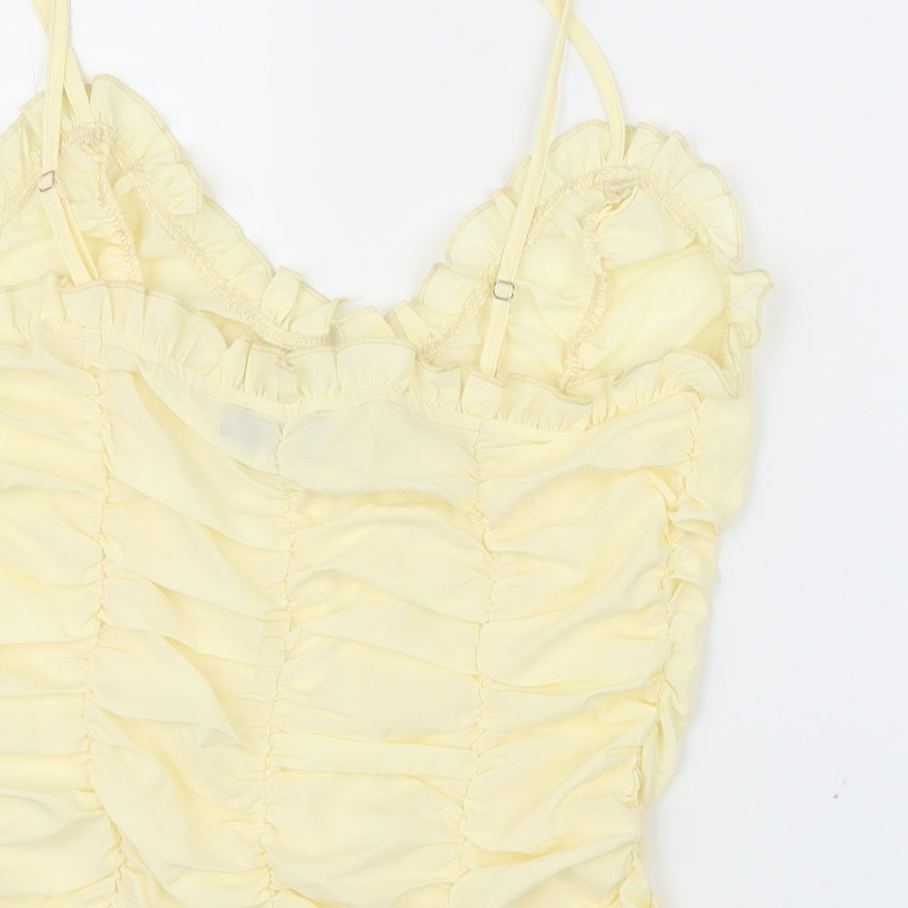 PRETTYLITTLETHING Womens Yellow   Camisole Blouse Size 14
