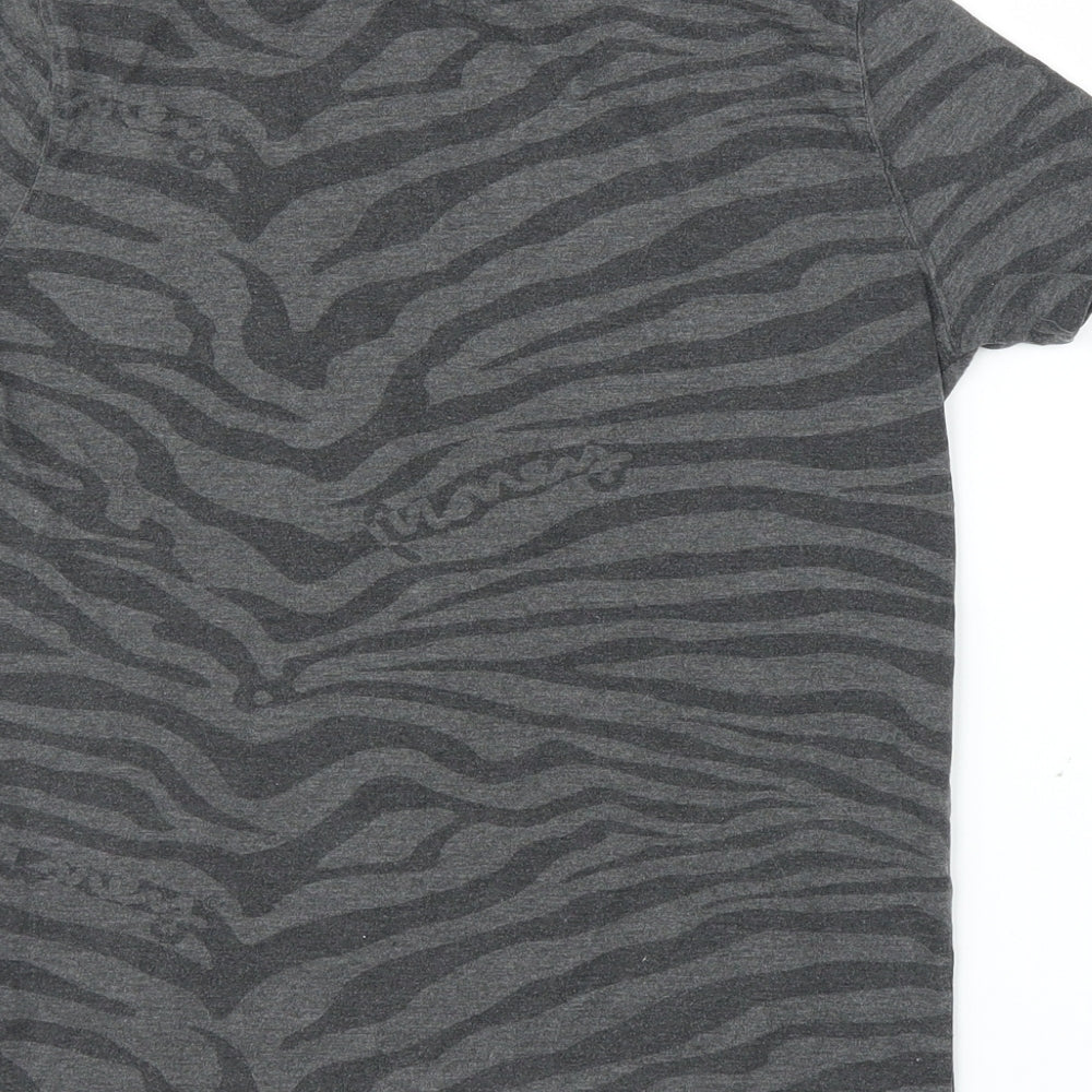 monkey Boys Grey Animal Print  Basic T-Shirt Size 9-10 Years  - Zebra print