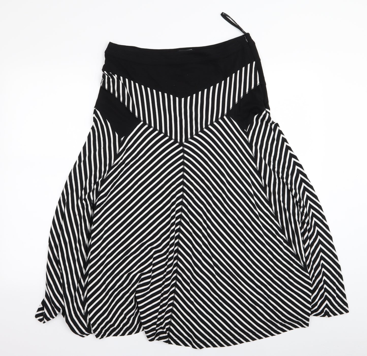 tia Womens Black Striped  Flare Skirt Size 14