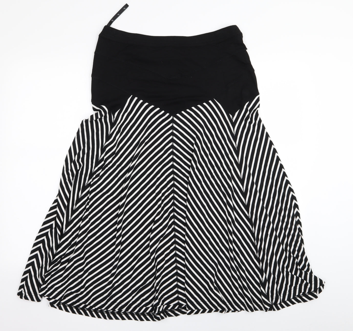 tia Womens Black Striped  Flare Skirt Size 14