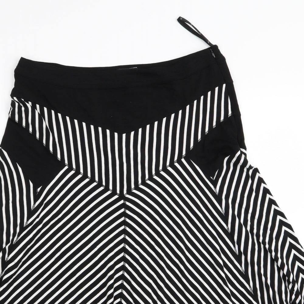 tia Womens Black Striped  Flare Skirt Size 14