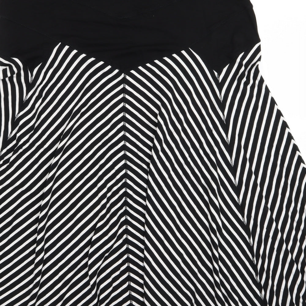 tia Womens Black Striped  Flare Skirt Size 14