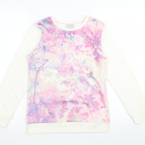 Matalan Girls White   Pullover Jumper Size 10-11 Years