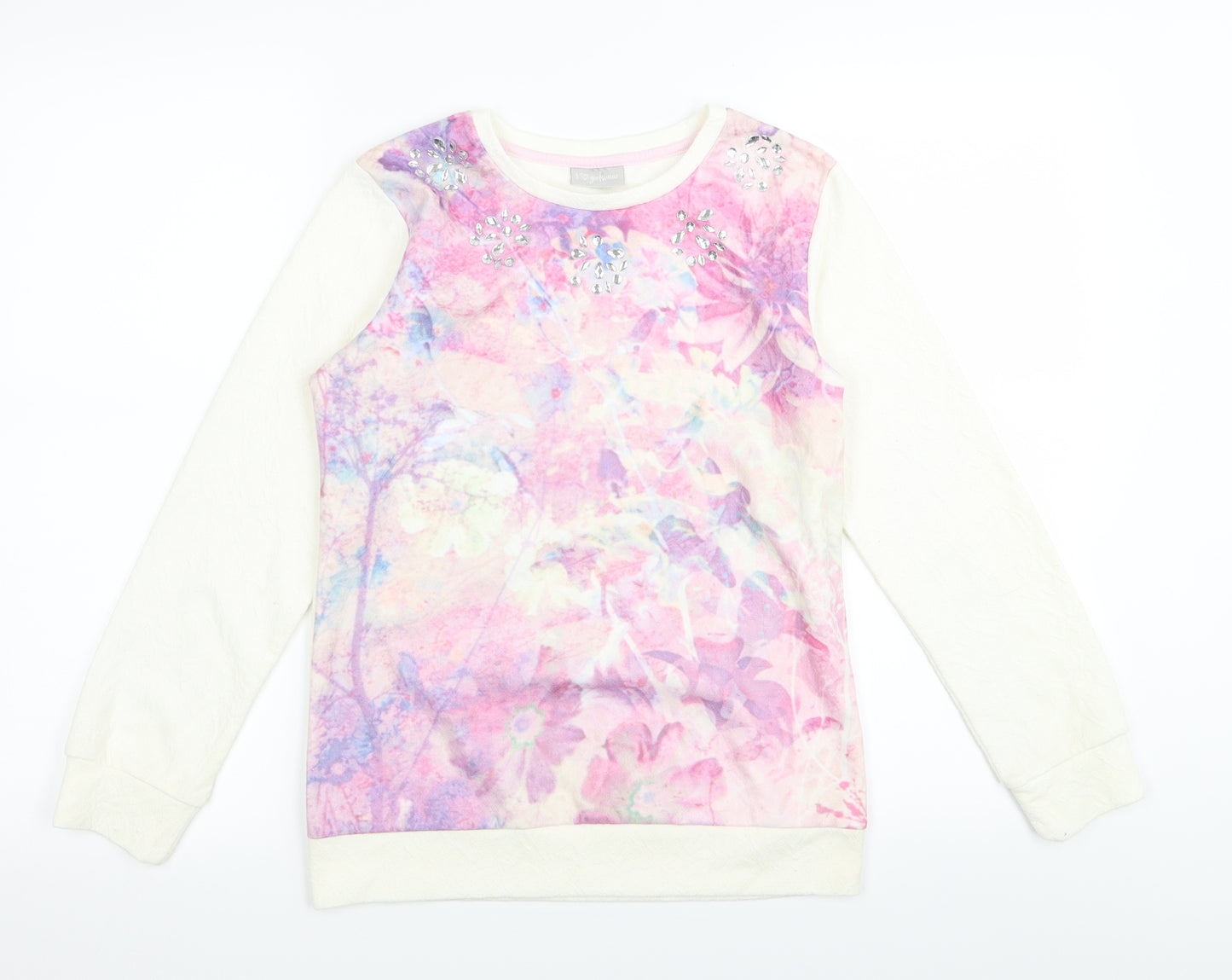Matalan Girls White   Pullover Jumper Size 10-11 Years