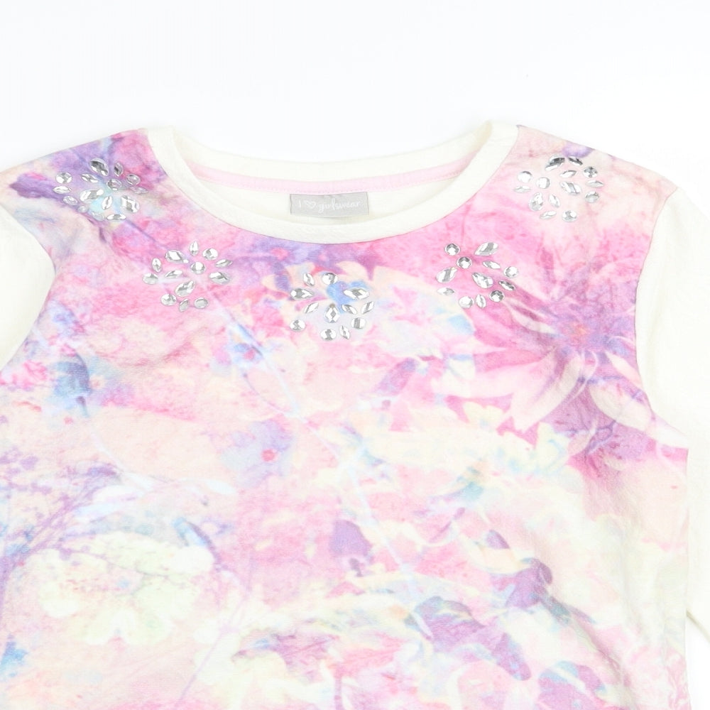 Matalan Girls White   Pullover Jumper Size 10-11 Years