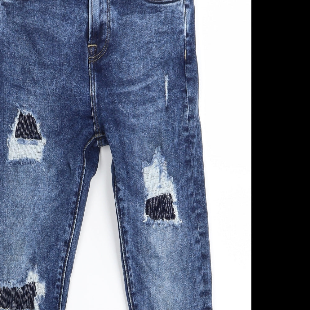 Asda George Boys Blue   Skinny Jeans Size 7-8 Years - RIPPED JEANS