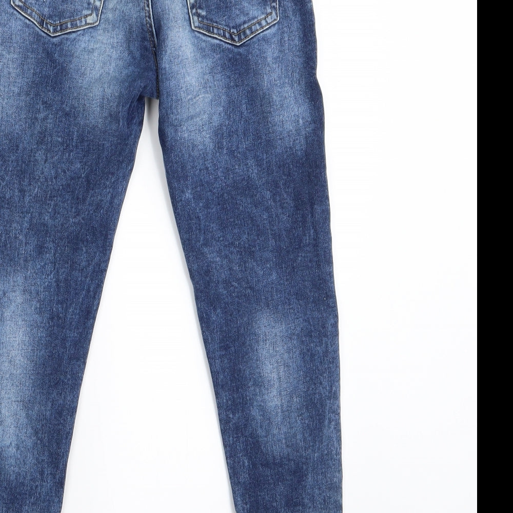 Asda George Boys Blue   Skinny Jeans Size 7-8 Years - RIPPED JEANS