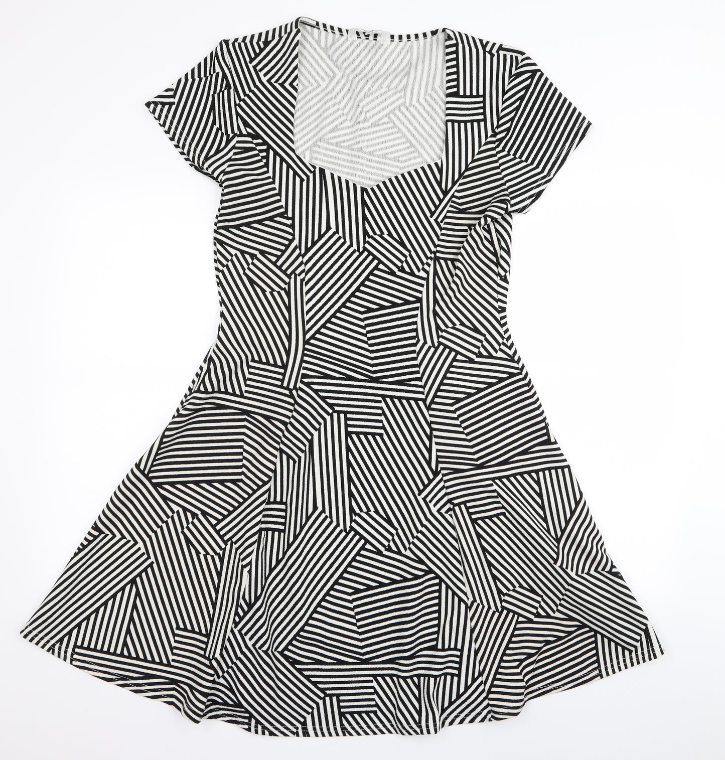 Peacocks Womens Black Striped  Fit & Flare  Size 16