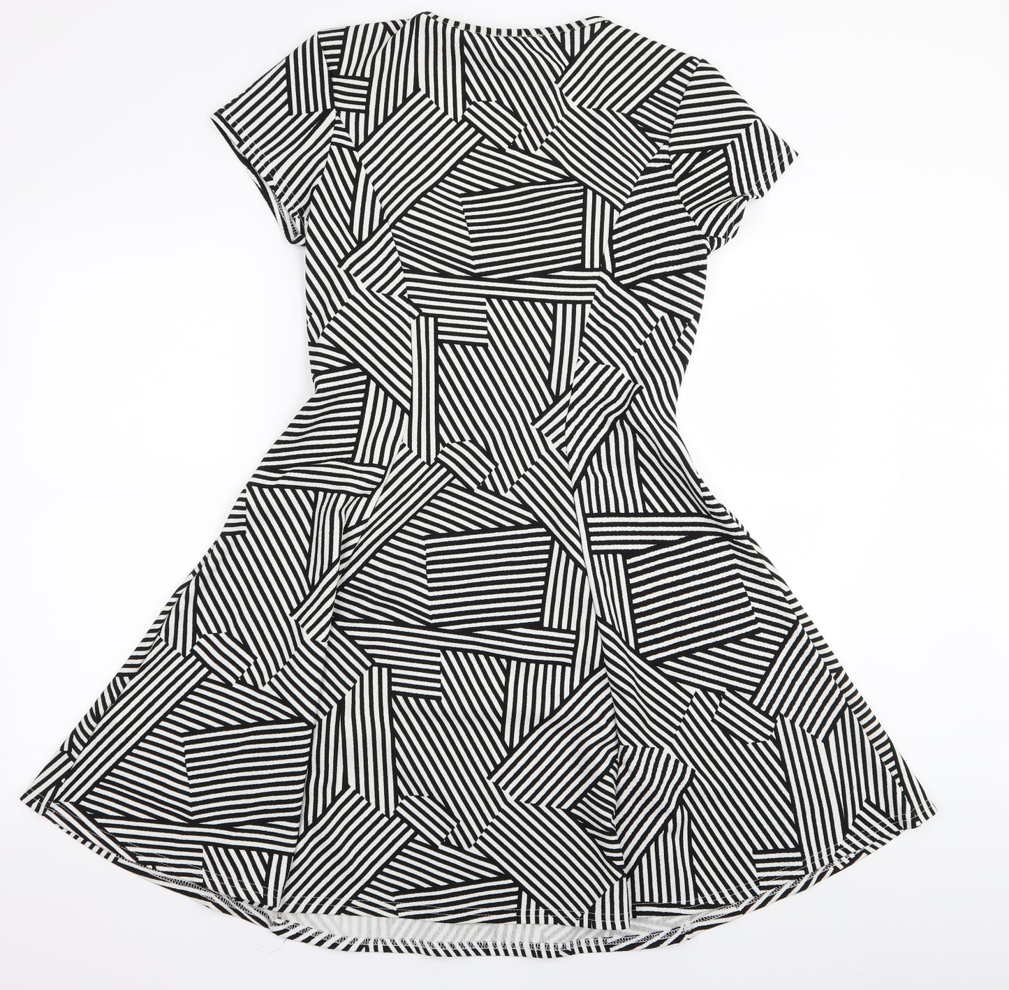 Peacocks Womens Black Striped  Fit & Flare  Size 16