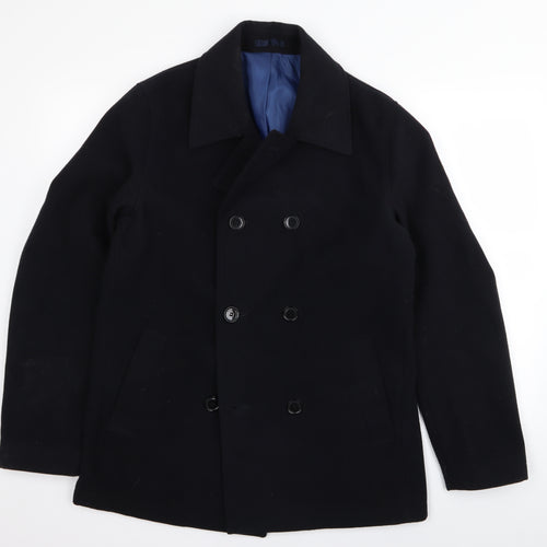 M&S Mens Black   Overcoat Blazer Size S