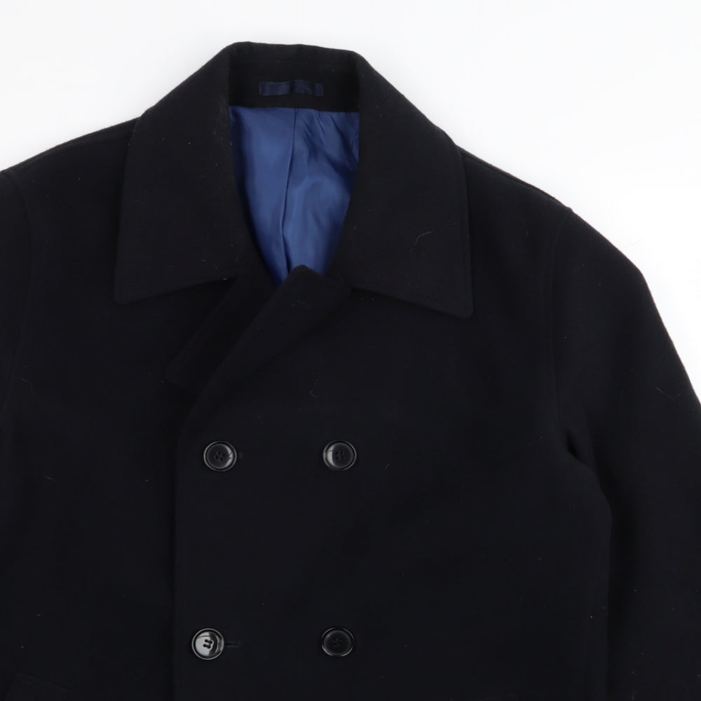 M&S Mens Black   Overcoat Blazer Size S
