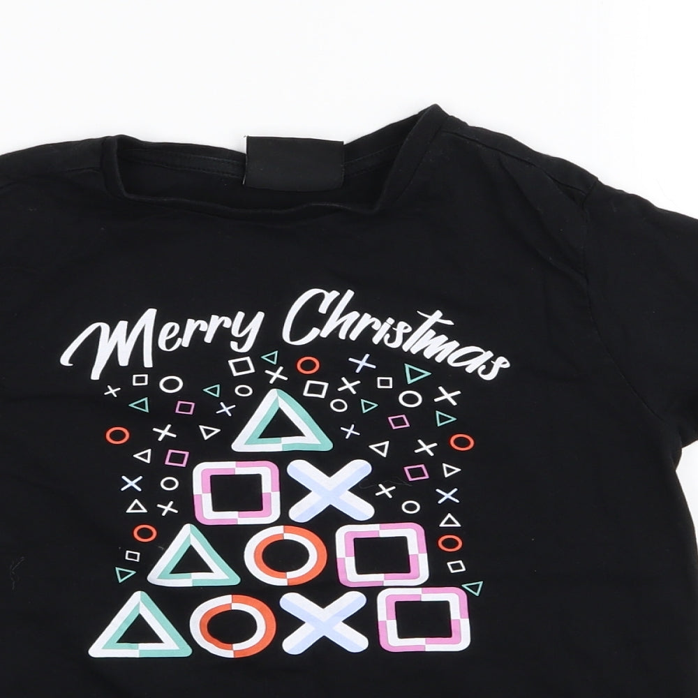 Asda George Boys Black   Basic T-Shirt Size 9-10 Years  - christmas/playstation