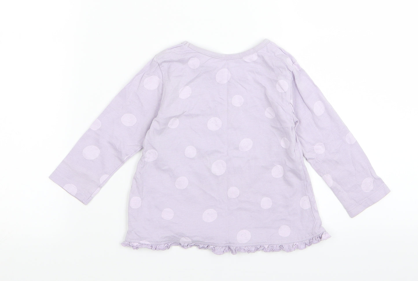 Asda George Girls Purple Polka Dot  Basic T-Shirt Size 9-12 Months