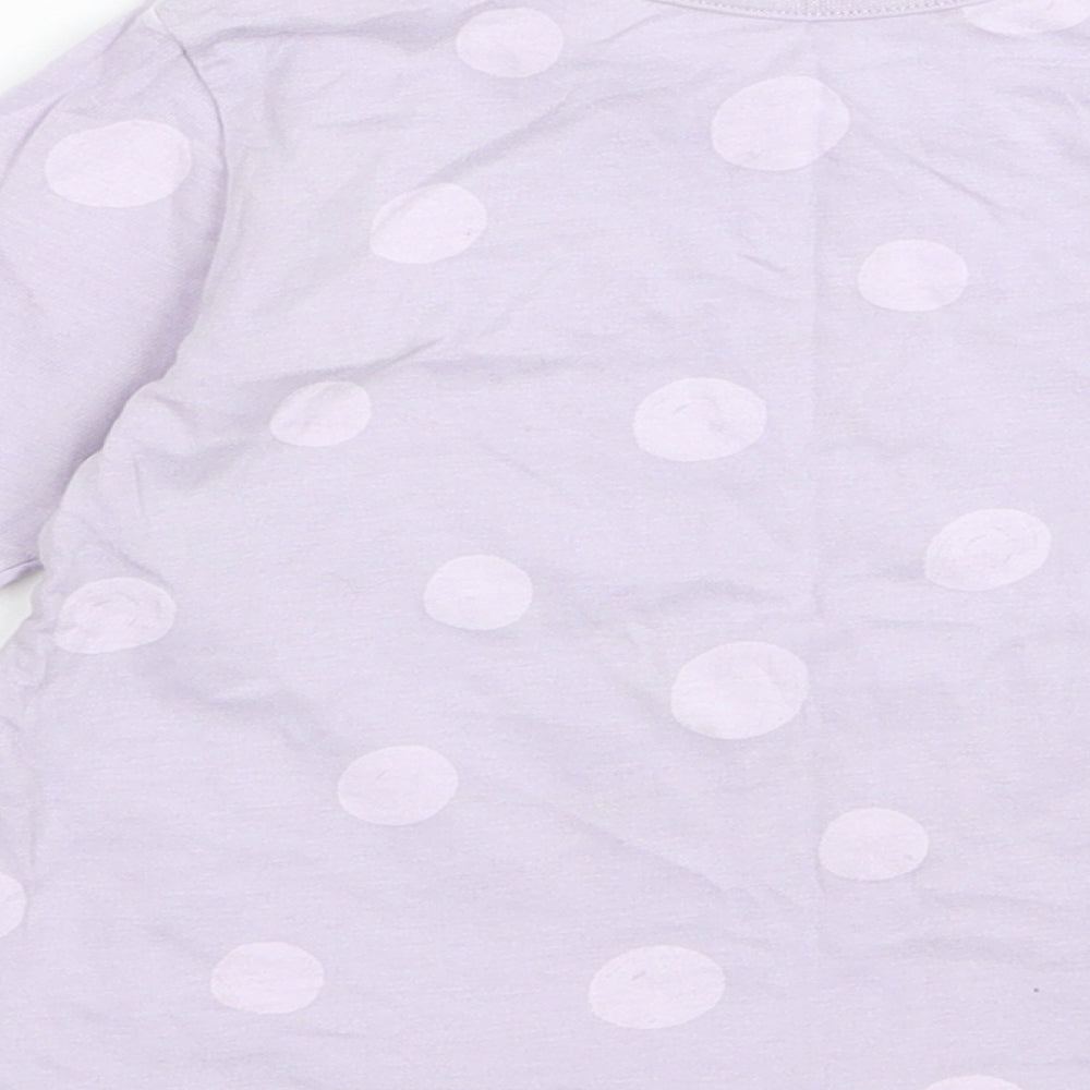 Asda George Girls Purple Polka Dot  Basic T-Shirt Size 9-12 Months