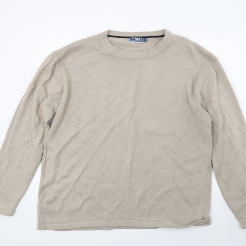 Tnx Mens Beige  Knit Pullover Jumper Size L