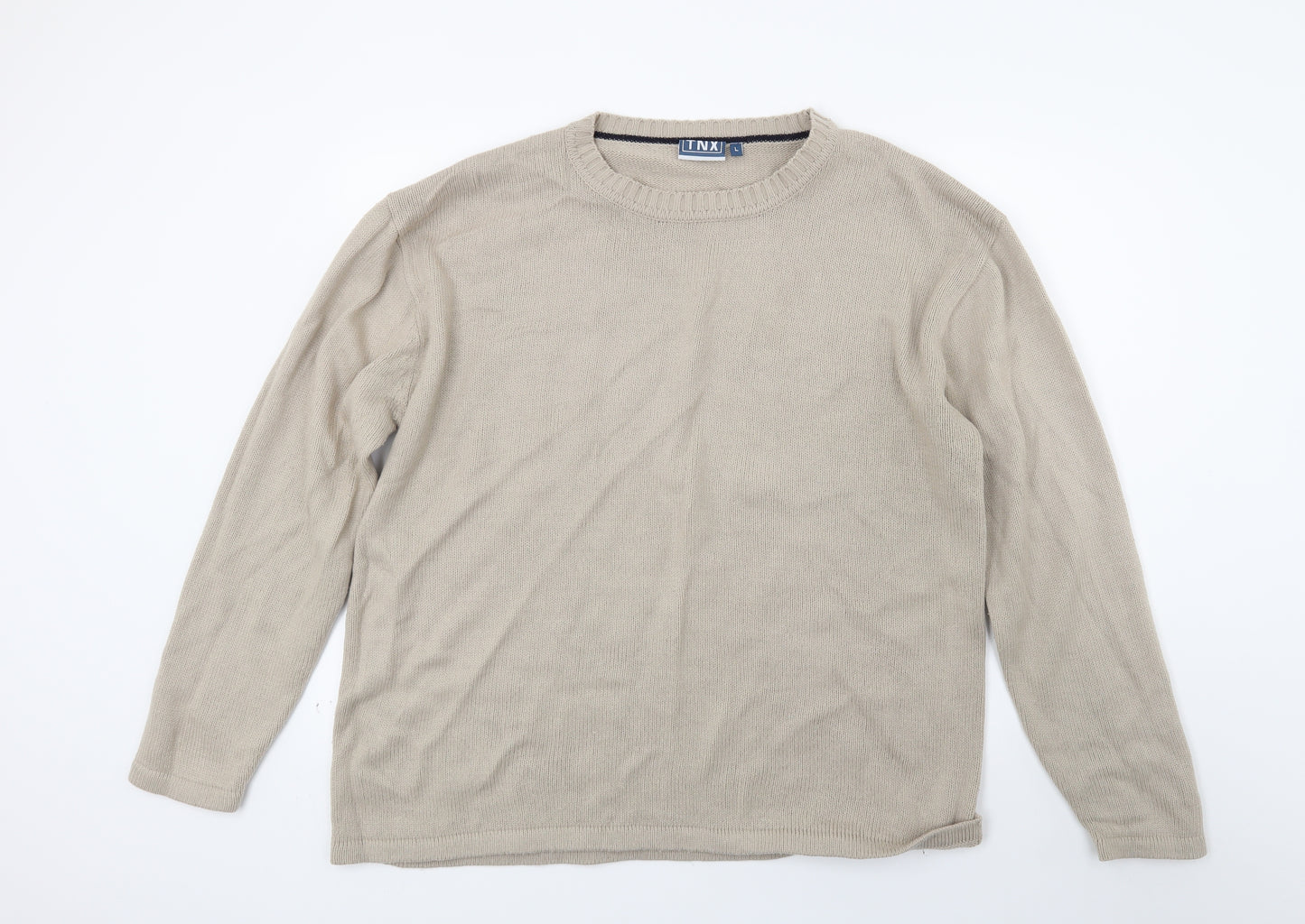 Tnx Mens Beige  Knit Pullover Jumper Size L