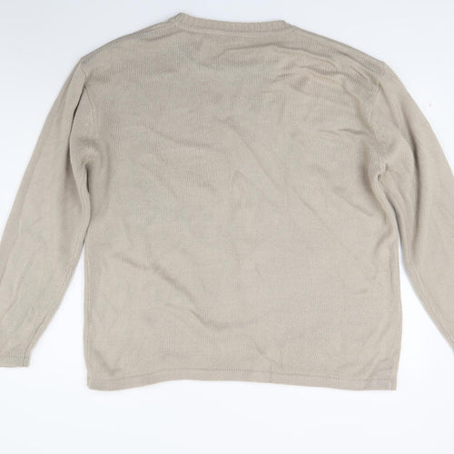 Tnx Mens Beige  Knit Pullover Jumper Size L