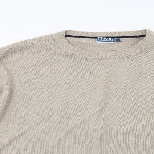 Tnx Mens Beige  Knit Pullover Jumper Size L