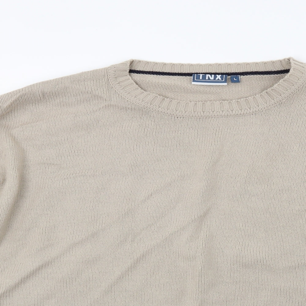 Tnx Mens Beige  Knit Pullover Jumper Size L