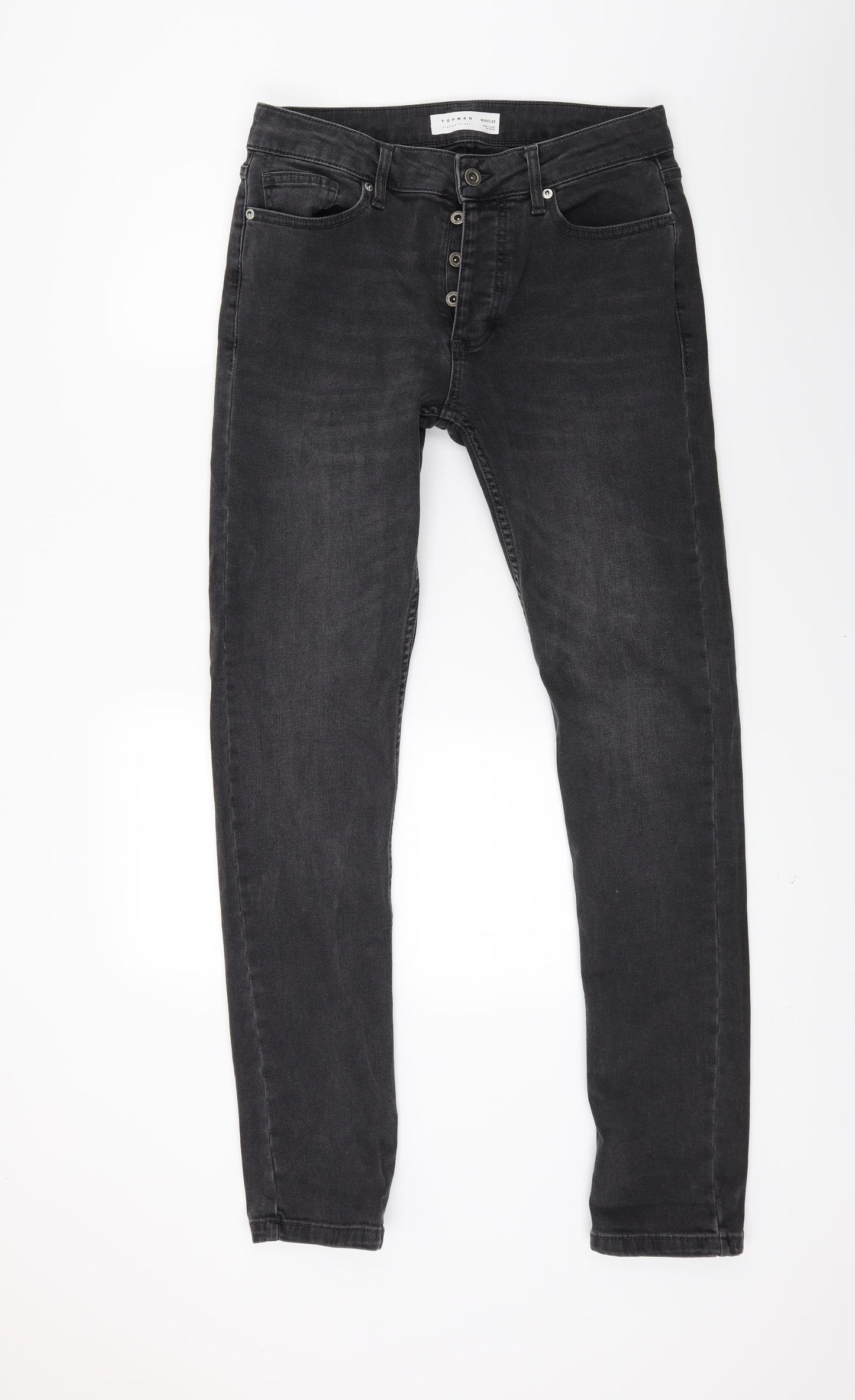 Topman Mens Black  Denim Skinny Jeans Size 30 L32 in