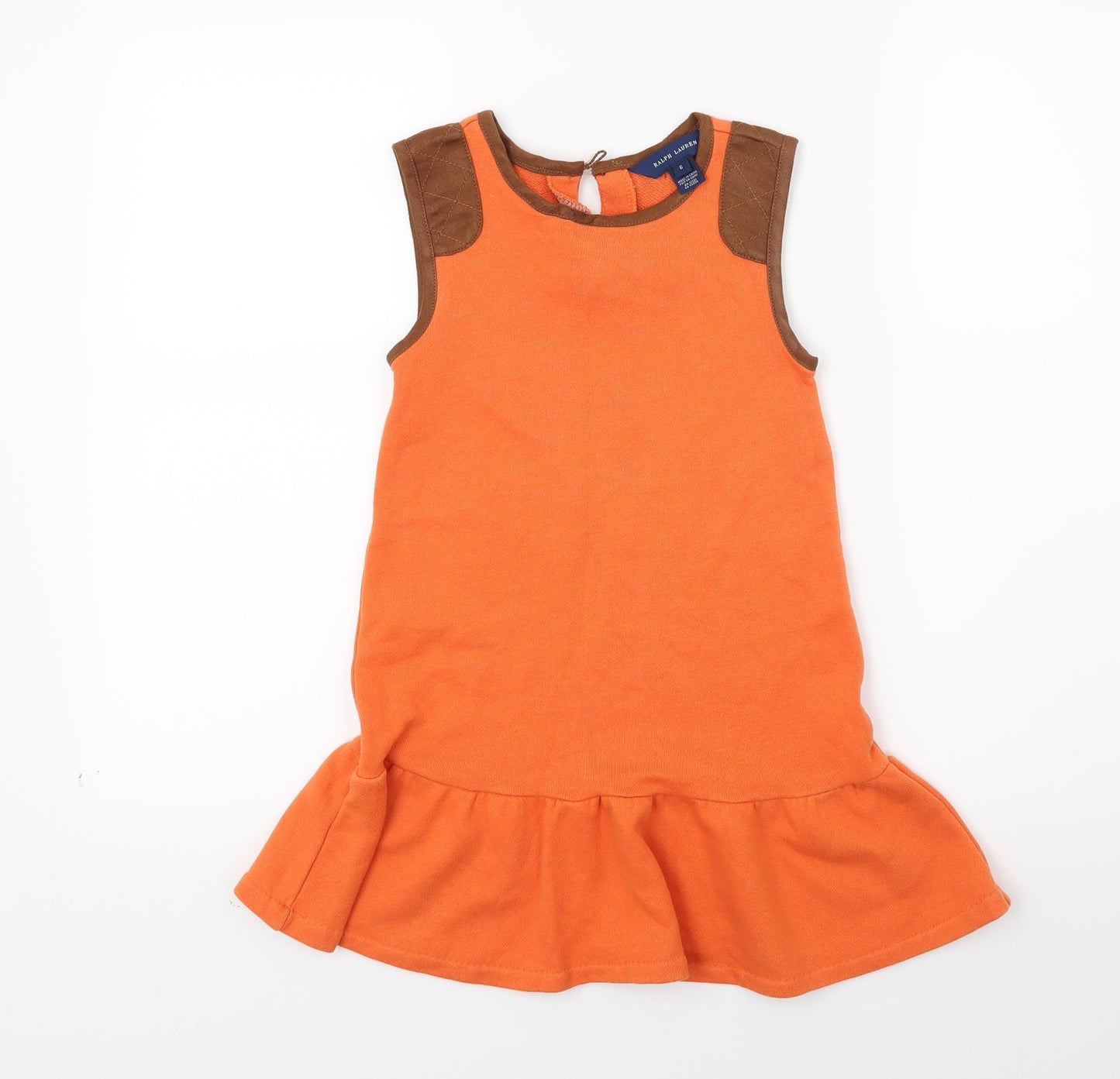 Ralph Lauren Girls Orange   Fit & Flare  Size 6-7 Years