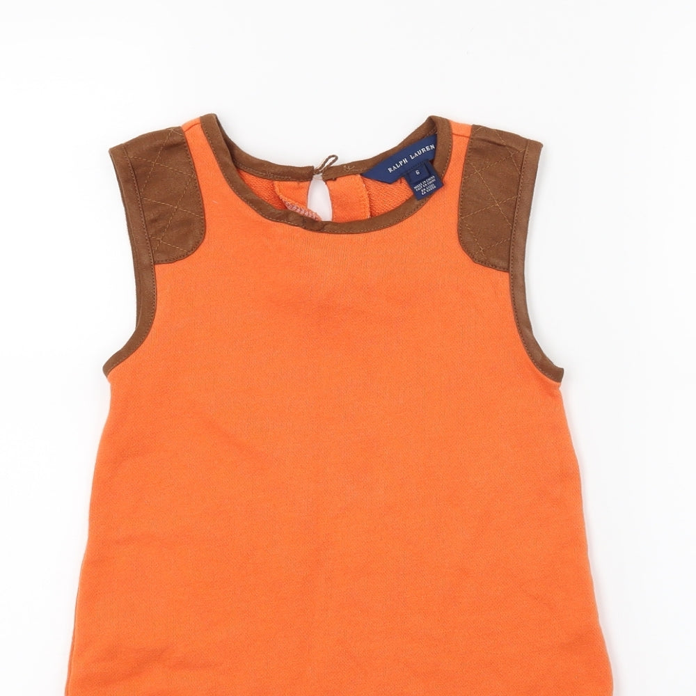 Ralph Lauren Girls Orange   Fit & Flare  Size 6-7 Years