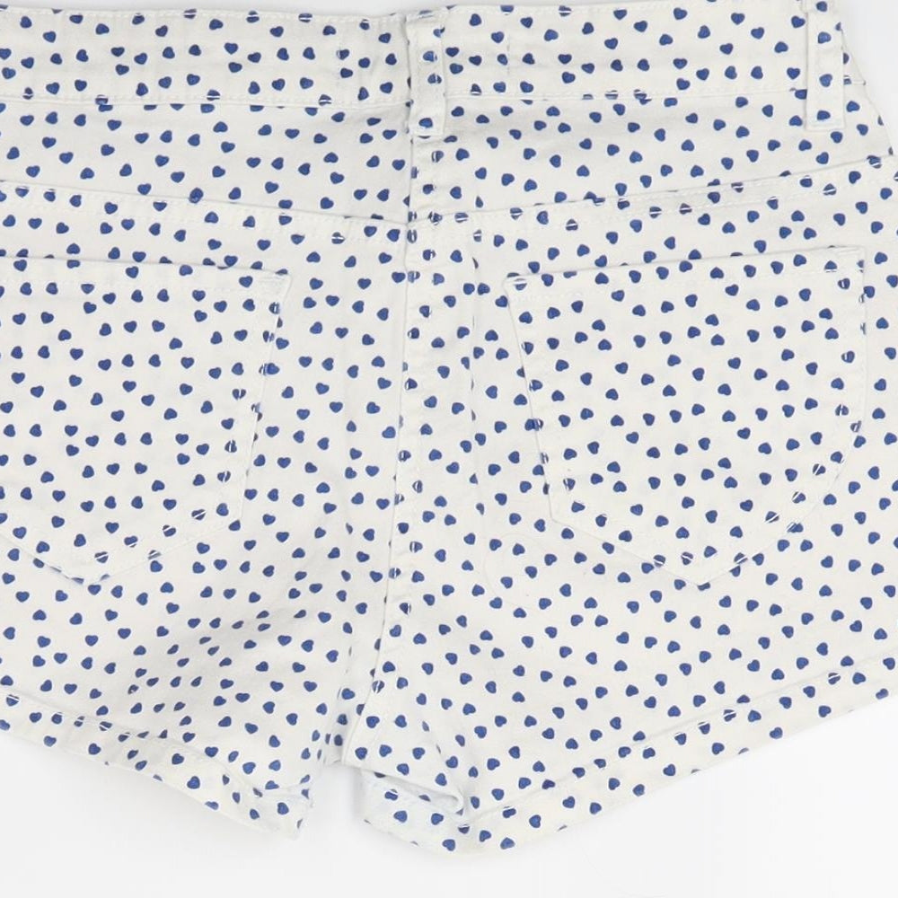 Dunes Womens White Polka Dot Denim Cut-Off Shorts Size 10