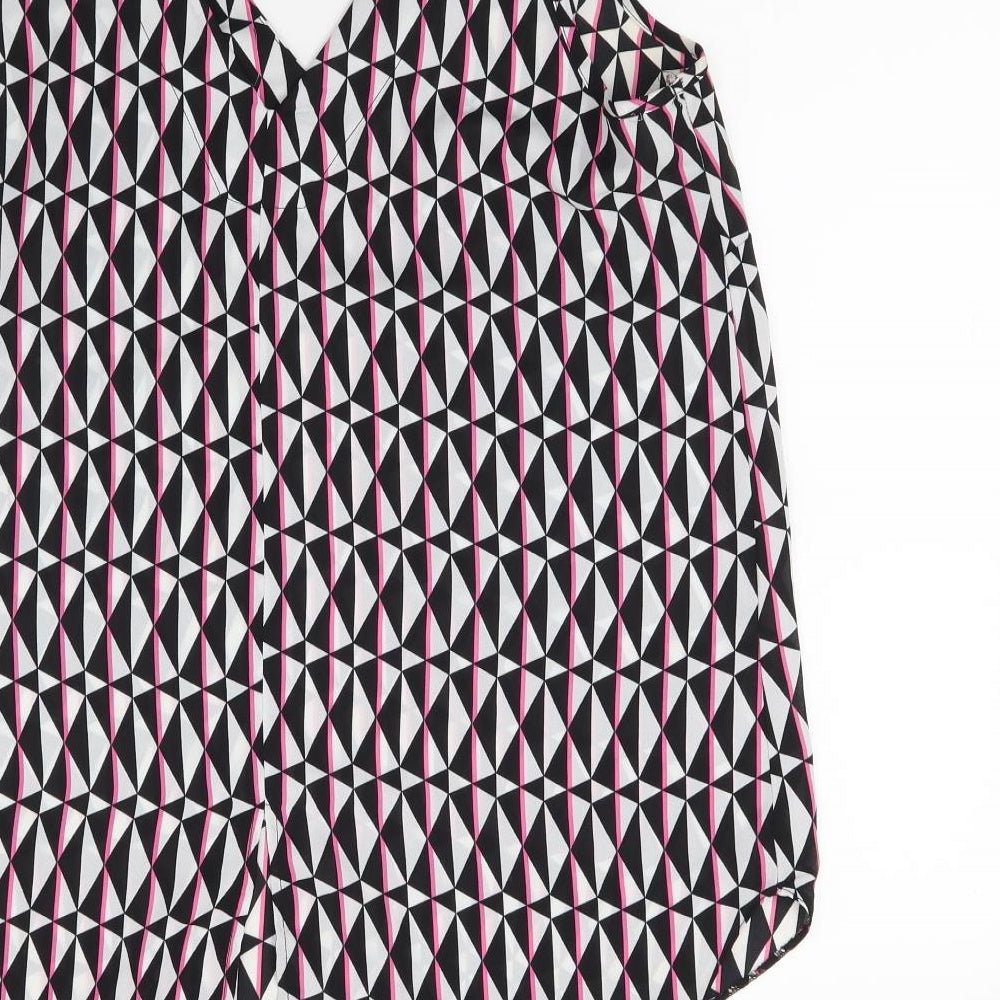F&F Womens White Argyle/Diamond  Tunic Blouse Size 14
