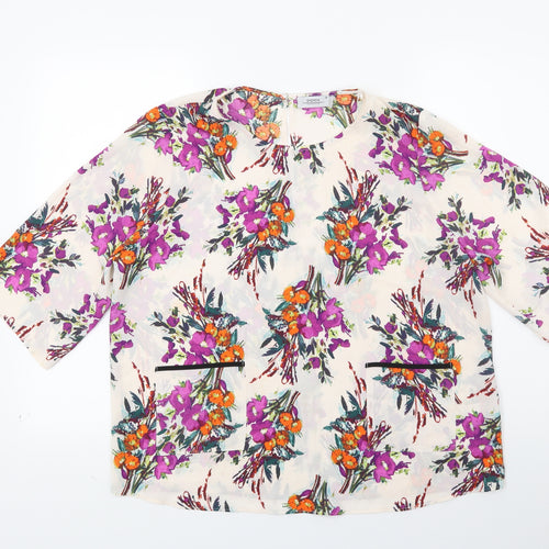 Papaya Womens White Floral  Basic Blouse Size 16