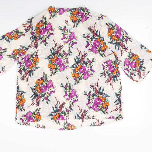 Papaya Womens White Floral  Basic Blouse Size 16