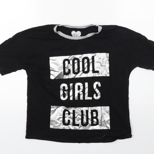 F&F Girls Black   Cropped T-Shirt Size 11-12 Years  - Cool girls club