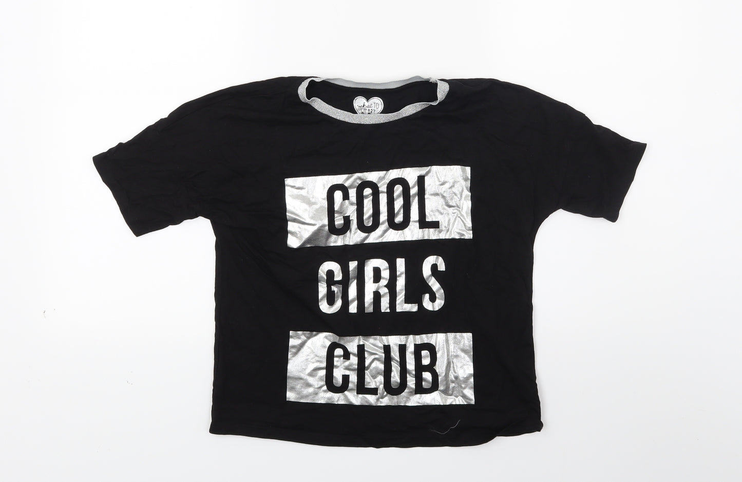 F&F Girls Black   Cropped T-Shirt Size 11-12 Years  - Cool girls club