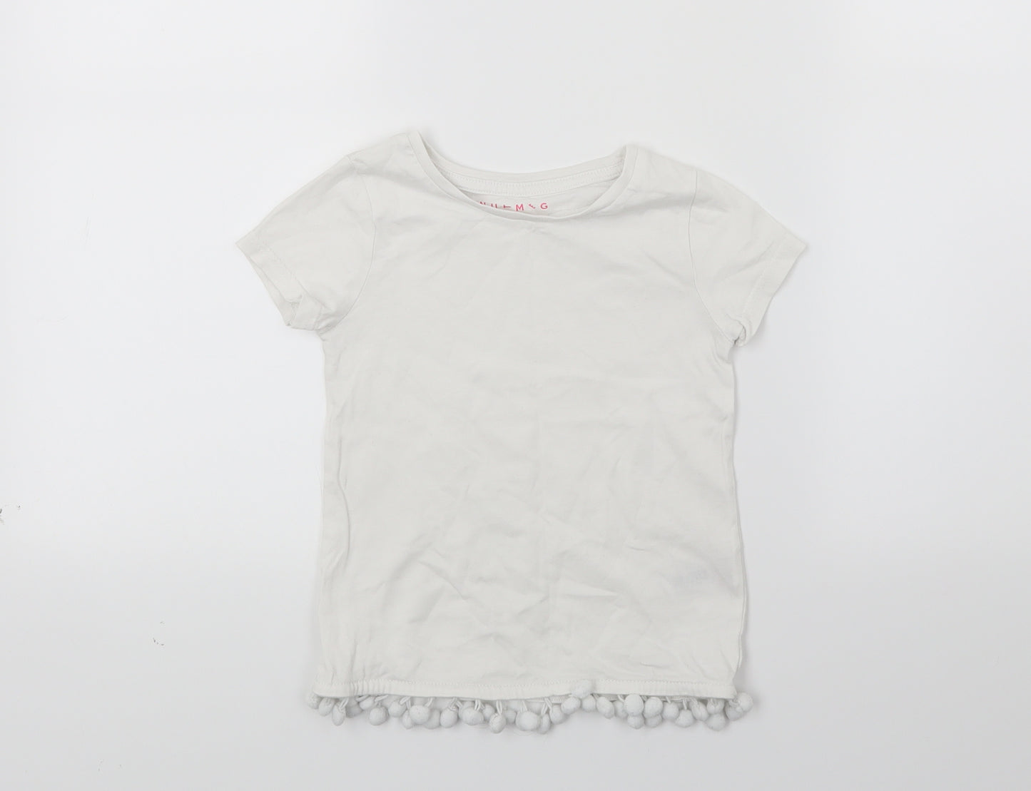 Nutmeg Girls White   Basic T-Shirt Size 4-5 Years