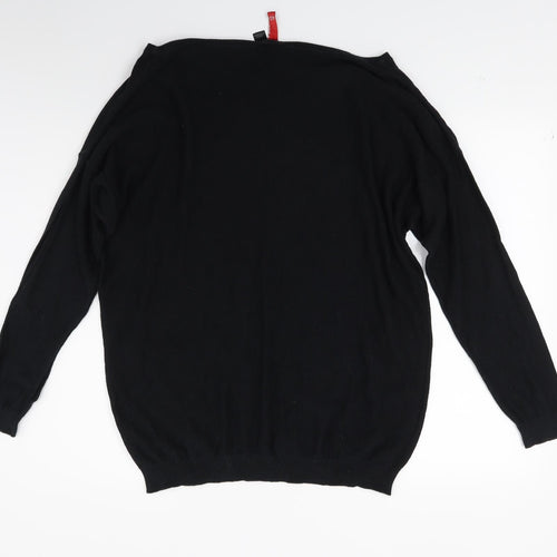 H&M Womens Black  Knit Pullover Jumper Size 12