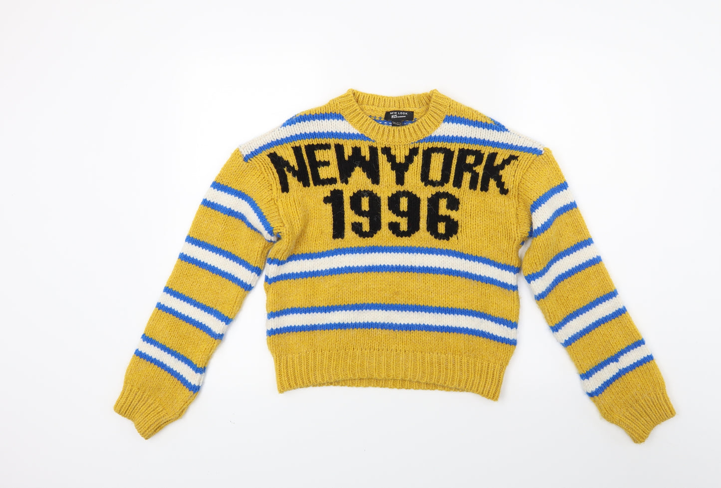New Look Girls Yellow  Knit Pullover Jumper Size 12 Years  - New York  1996