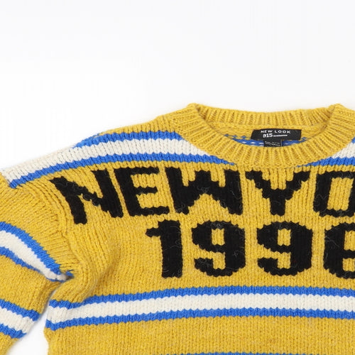 New Look Girls Yellow  Knit Pullover Jumper Size 12 Years  - New York  1996