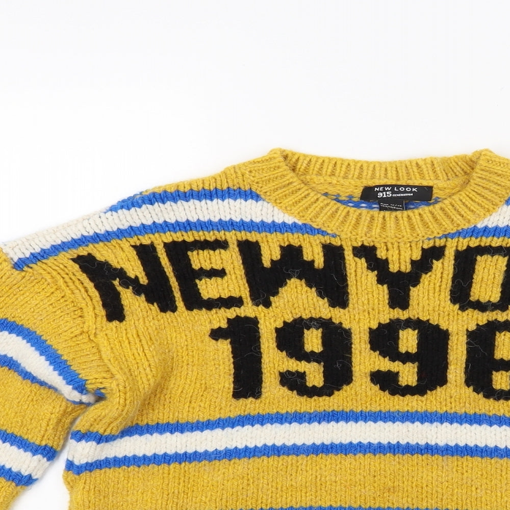 New Look Girls Yellow  Knit Pullover Jumper Size 12 Years  - New York  1996