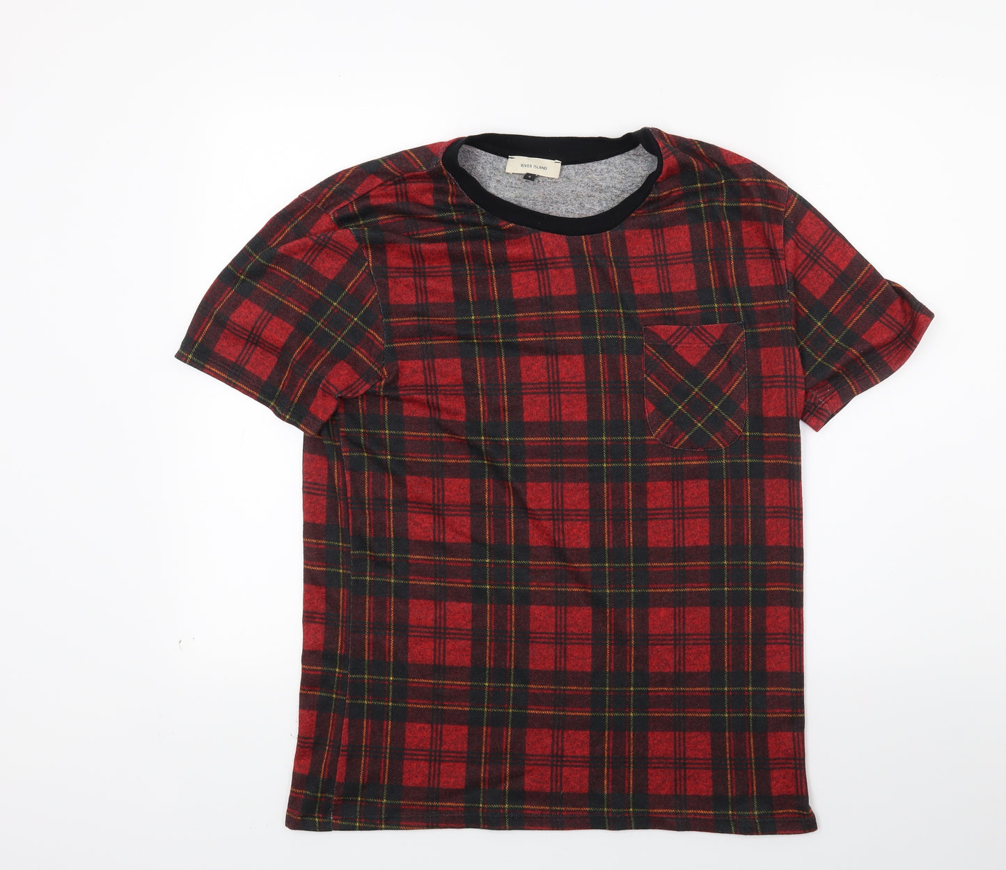 River Island Womens Red Check  Tunic T-Shirt Size S
