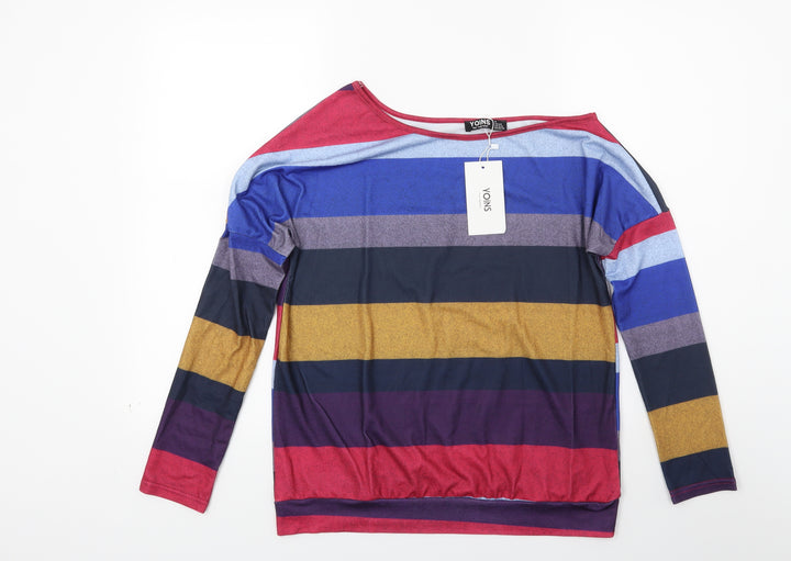 Yoins Womens Multicoloured Striped Pullover Jumper Size 8
