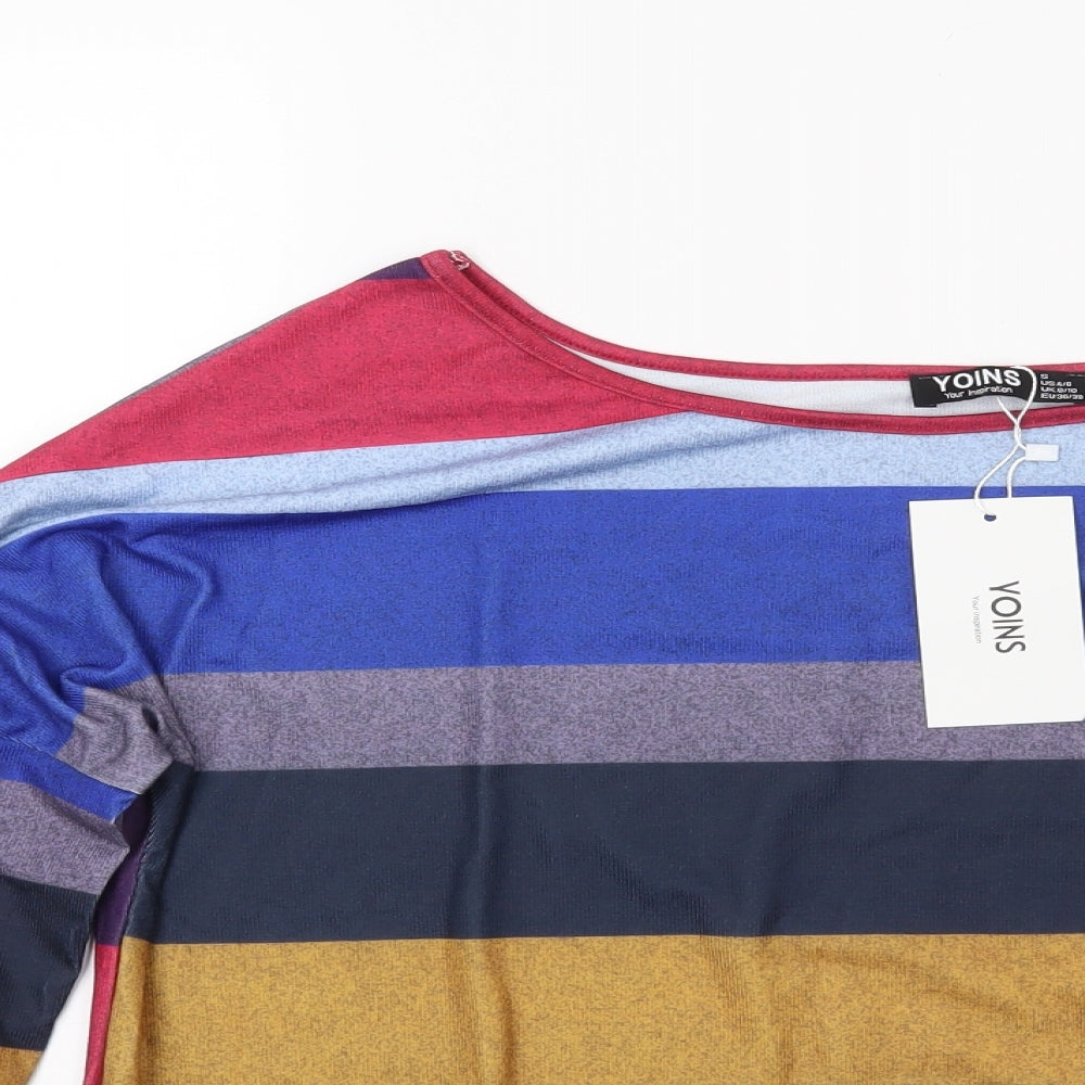 Yoins Womens Multicoloured Striped  Pullover Jumper Size 8