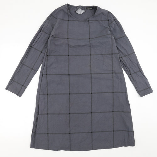 Zanzea Womens Grey Check  Shift  Size S