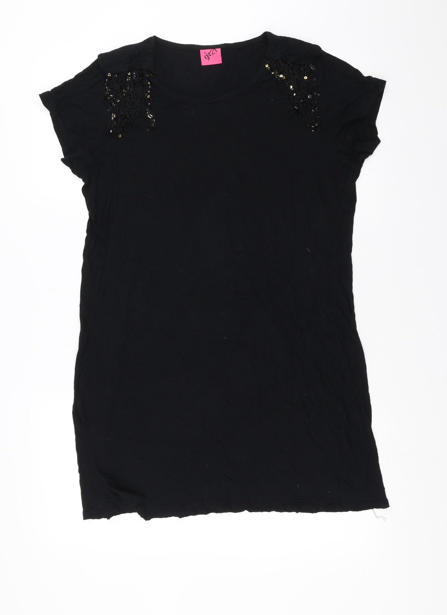George Womens Black   T-Shirt Dress  Size 20  - beaded shoulder