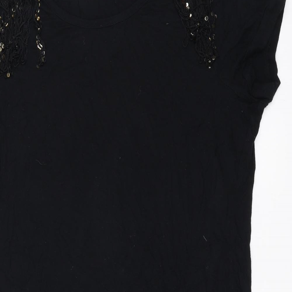 George Womens Black   T-Shirt Dress  Size 20  - beaded shoulder