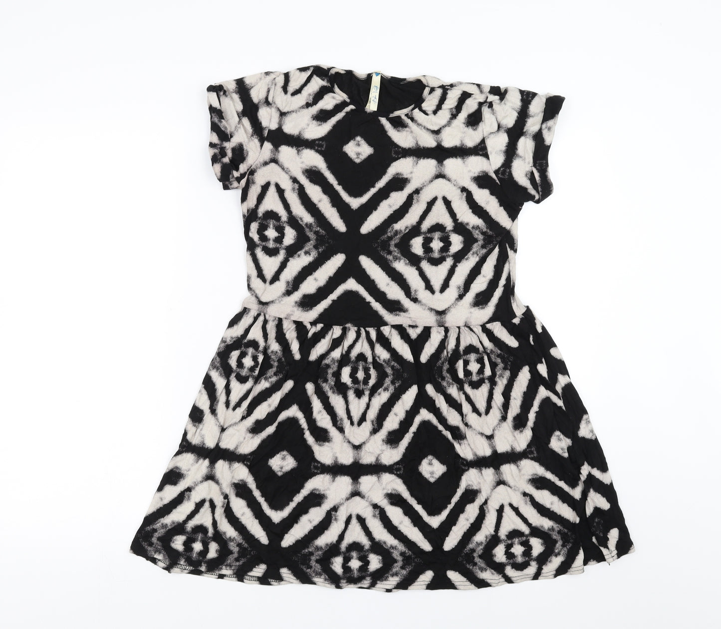 Blue Vanilla Womens Black Geometric  T-Shirt Dress  Size L