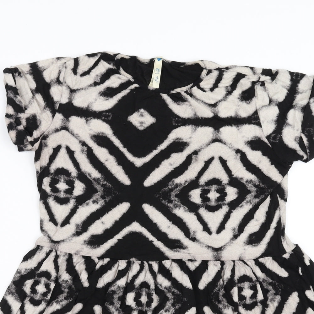 Blue Vanilla Womens Black Geometric  T-Shirt Dress  Size L