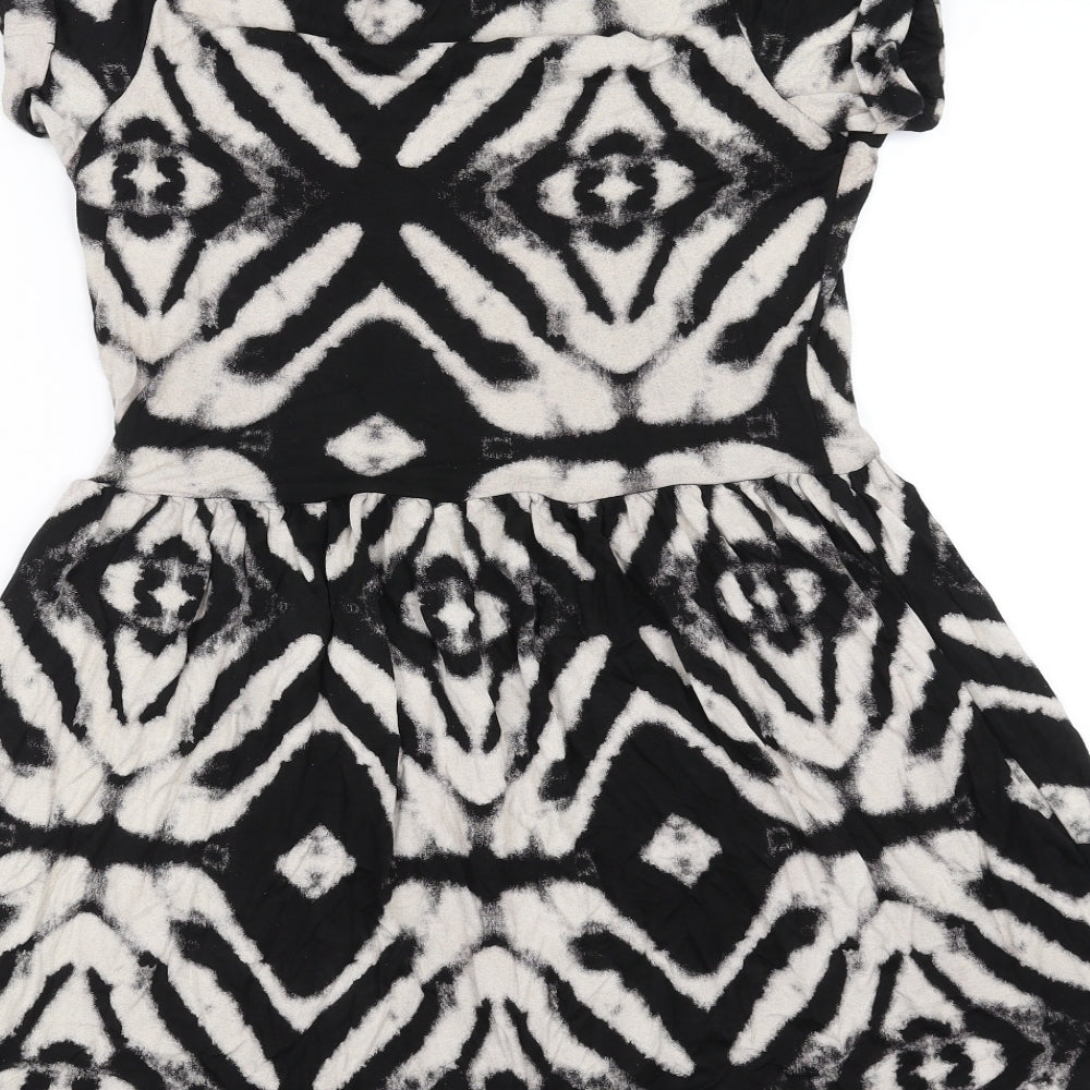 Blue Vanilla Womens Black Geometric  T-Shirt Dress  Size L
